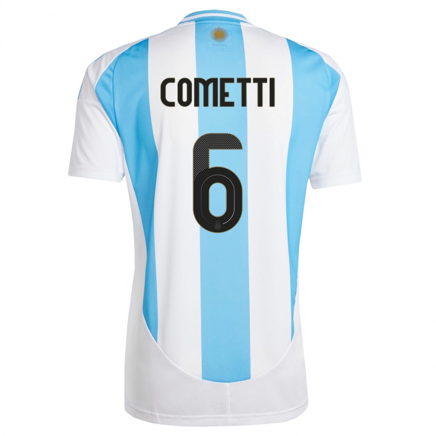 Uomo Maglia Argentina Aldana Cometti #6 Bianco Blu Kit Gara Home 24-26 Maglietta