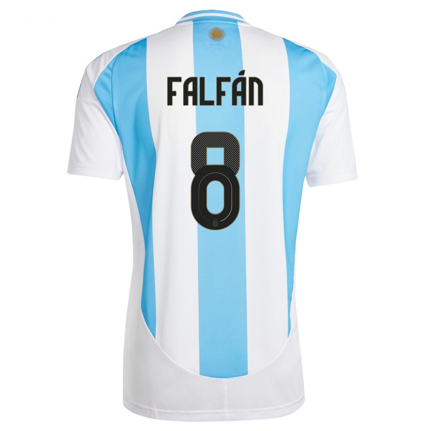 Uomo Maglia Argentina Daiana Falfan #8 Bianco Blu Kit Gara Home 24-26 Maglietta