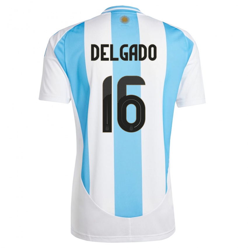 Uomo Maglia Argentina Marina Delgado #16 Bianco Blu Kit Gara Home 24-26 Maglietta