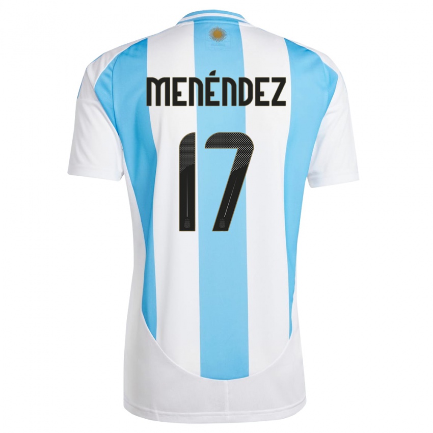 Uomo Maglia Argentina Milagros Menendez #17 Bianco Blu Kit Gara Home 24-26 Maglietta