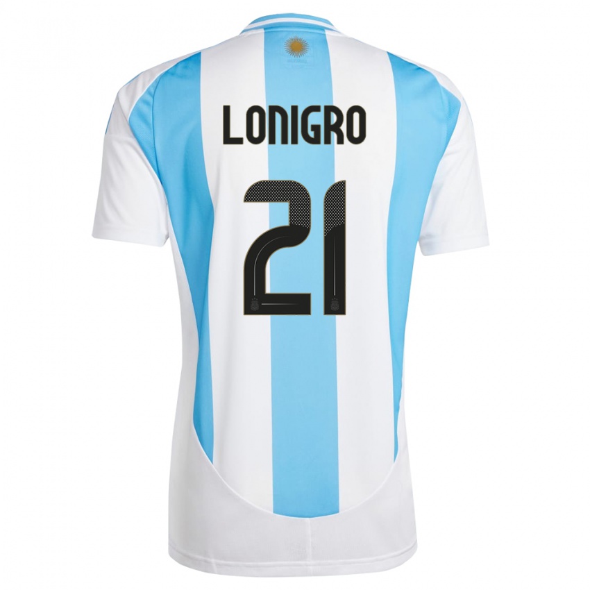 Uomo Maglia Argentina Erica Lonigro #21 Bianco Blu Kit Gara Home 24-26 Maglietta