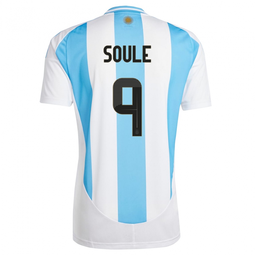 Uomo Maglia Argentina Matias Soule #9 Bianco Blu Kit Gara Home 24-26 Maglietta