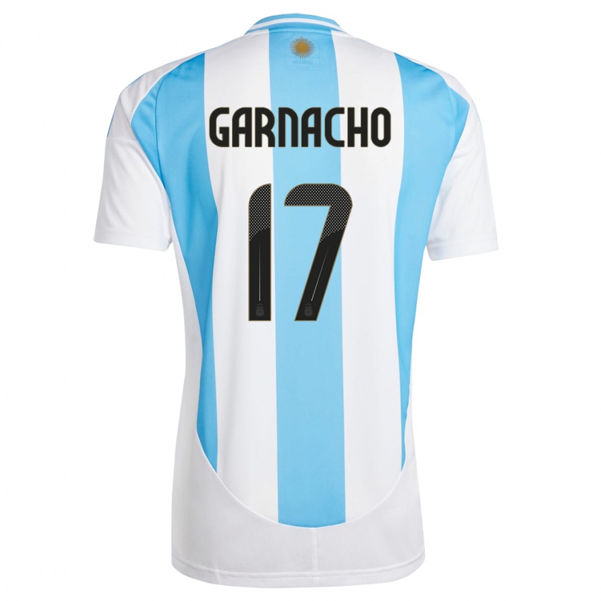 Uomo Maglia Argentina Alejandro Garnacho #17 Bianco Blu Kit Gara Home 24-26 Maglietta