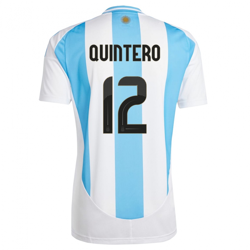 Uomo Maglia Argentina Valentino Quintero #12 Bianco Blu Kit Gara Home 24-26 Maglietta