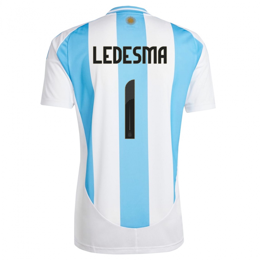 Uomo Maglia Argentina Jeremias Ledesma #1 Bianco Blu Kit Gara Home 24-26 Maglietta