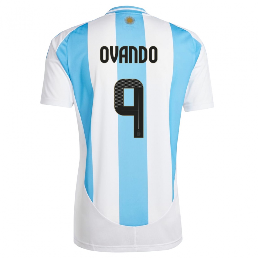 Uomo Maglia Argentina Lautaro Ovando #9 Bianco Blu Kit Gara Home 24-26 Maglietta