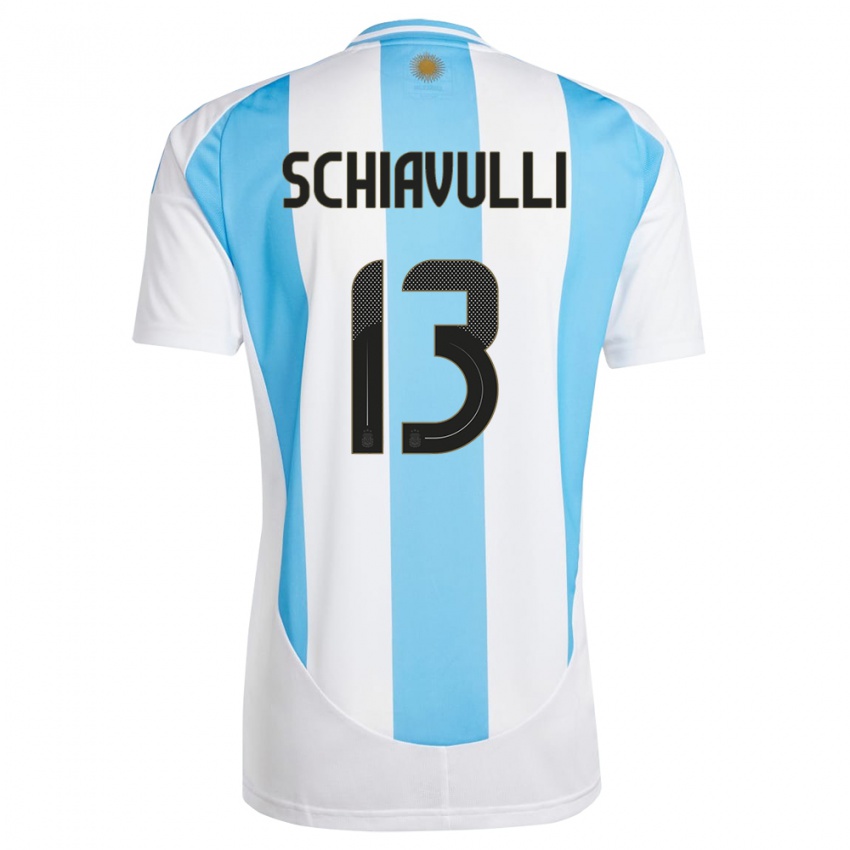 Uomo Maglia Argentina Thiago Schiavulli #13 Bianco Blu Kit Gara Home 24-26 Maglietta