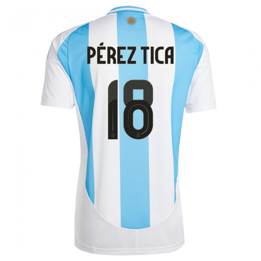 Uomo Maglia Argentina Jeremias Perez Tica #18 Bianco Blu Kit Gara Home 24-26 Maglietta