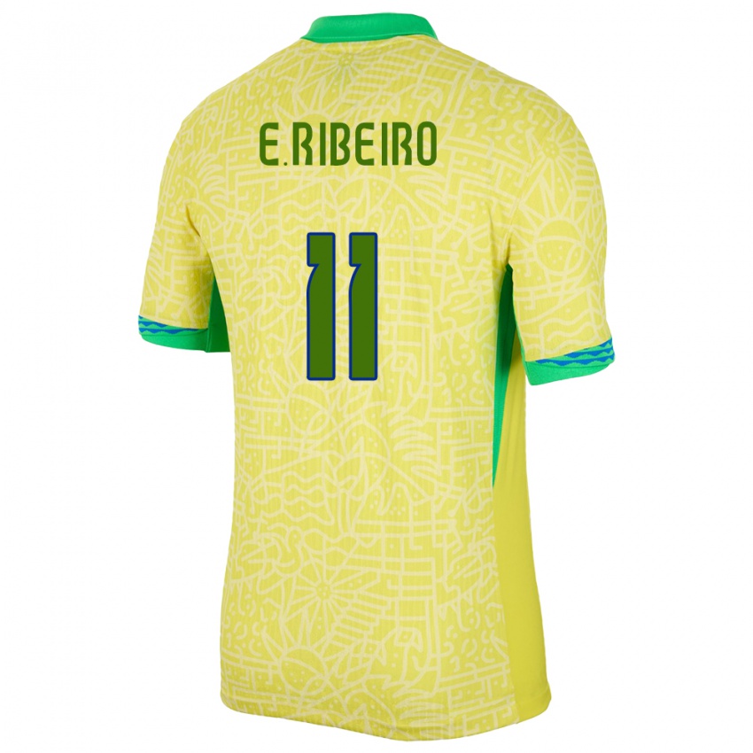 Uomo Maglia Brasile Everton Ribeiro #11 Giallo Kit Gara Home 24-26 Maglietta