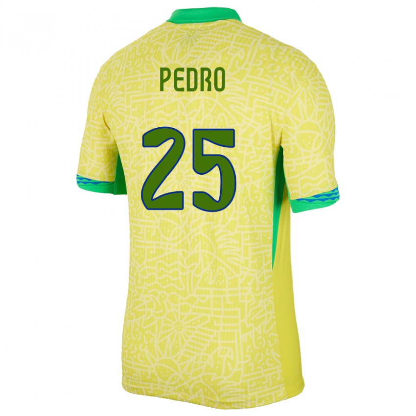 Uomo Maglia Brasile Pedro #25 Giallo Kit Gara Home 24-26 Maglietta