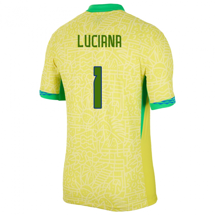 Uomo Maglia Brasile Luciana #1 Giallo Kit Gara Home 24-26 Maglietta