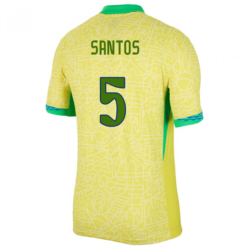 Uomo Maglia Brasile Andrey Santos #5 Giallo Kit Gara Home 24-26 Maglietta