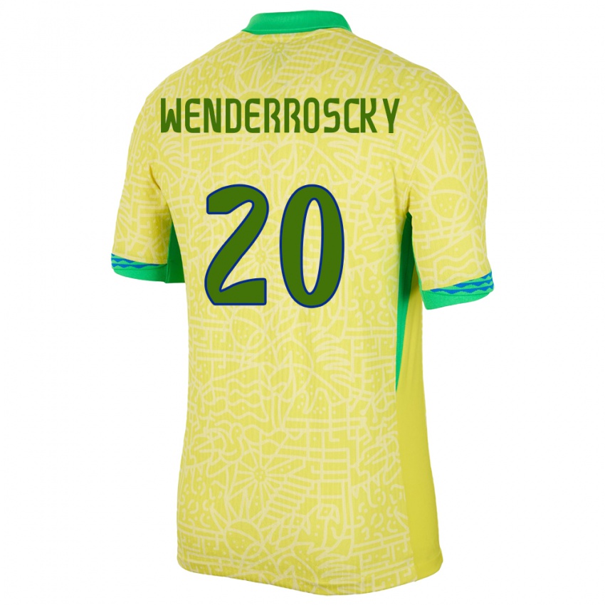 Uomo Maglia Brasile Arthur Wenderroscky #20 Giallo Kit Gara Home 24-26 Maglietta