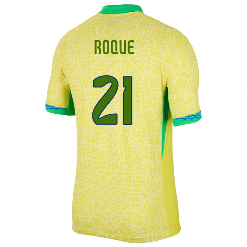 Uomo Maglia Brasile Vitor Roque #21 Giallo Kit Gara Home 24-26 Maglietta