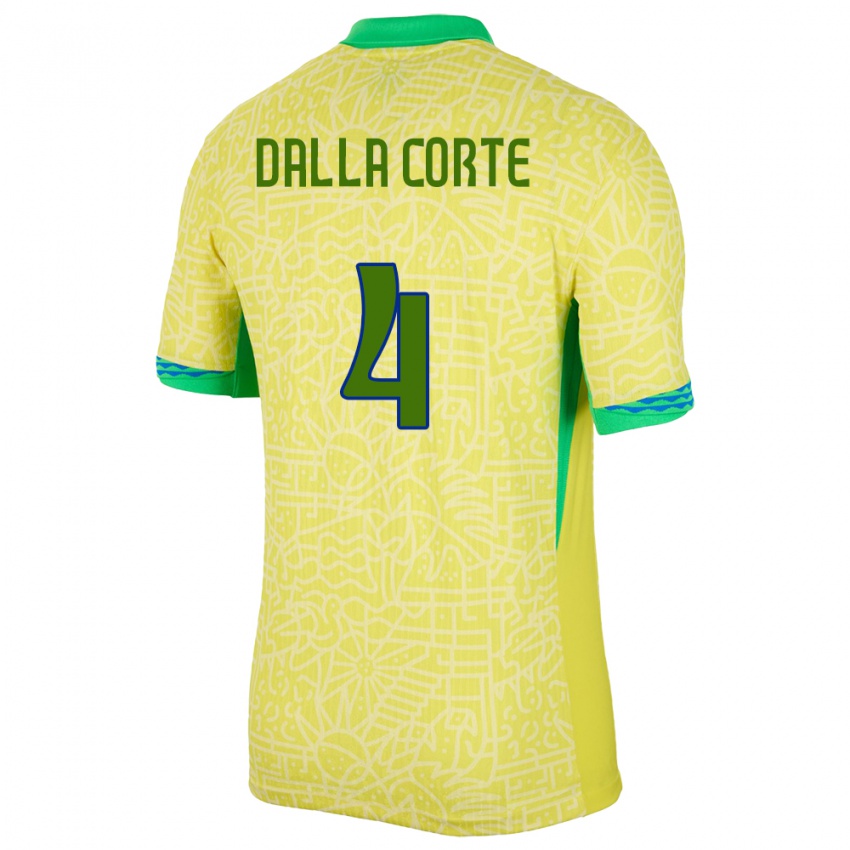 Uomo Maglia Brasile Joao Dalla Corte #4 Giallo Kit Gara Home 24-26 Maglietta