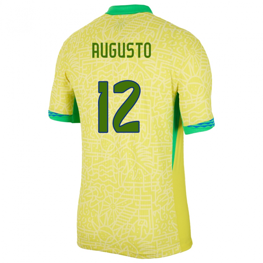 Uomo Maglia Brasile Cesar Augusto #12 Giallo Kit Gara Home 24-26 Maglietta