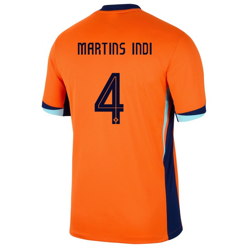 Uomo Maglia Paesi Bassi Bruno Martins Indi #4 Arancia Kit Gara Home 24-26 Maglietta