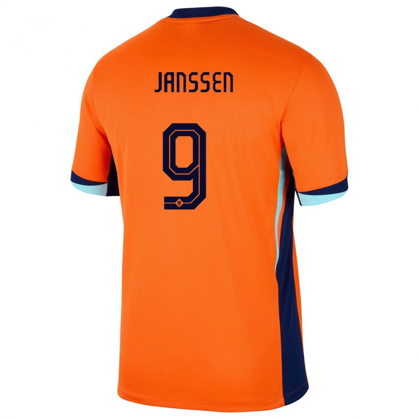 Uomo Maglia Paesi Bassi Vincent Janssen #9 Arancia Kit Gara Home 24-26 Maglietta