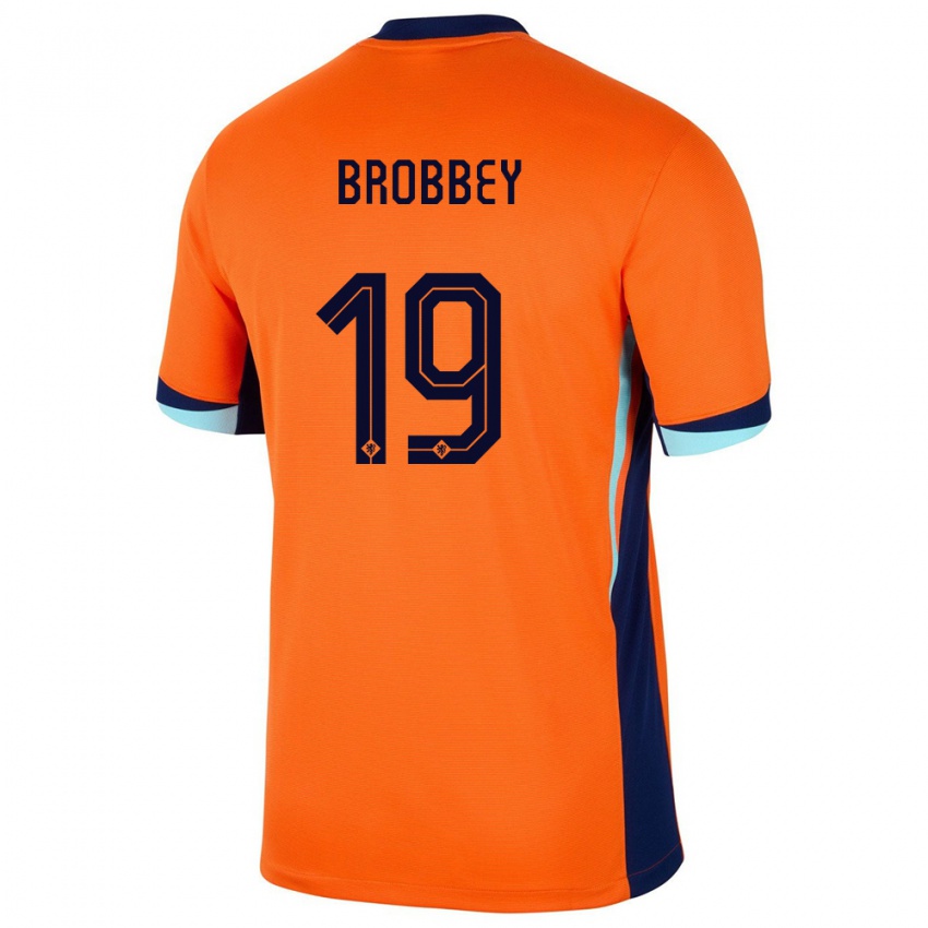 Uomo Maglia Paesi Bassi Brian Brobbey #19 Arancia Kit Gara Home 24-26 Maglietta