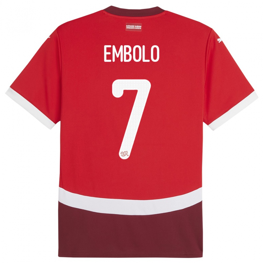 Uomo Maglia Svizzera Breel Embolo #7 Rosso Kit Gara Home 24-26 Maglietta