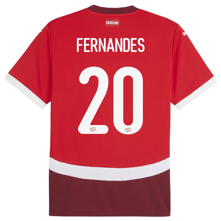 Uomo Maglia Svizzera Edimilson Fernandes #20 Rosso Kit Gara Home 24-26 Maglietta