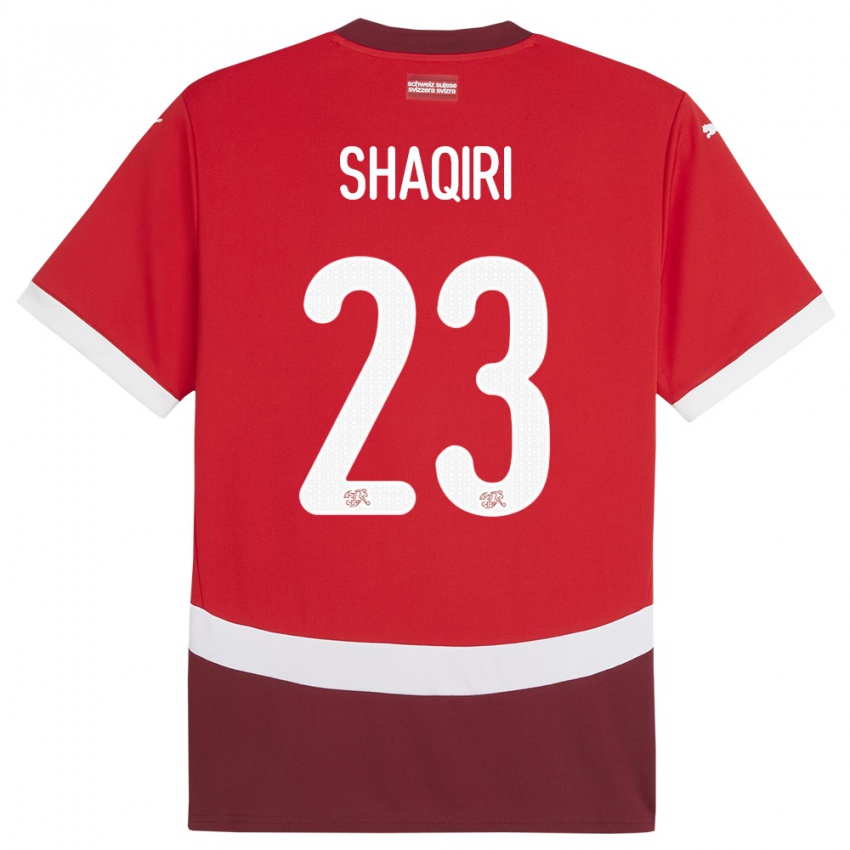 Uomo Maglia Svizzera Xherdan Shaqiri #23 Rosso Kit Gara Home 24-26 Maglietta