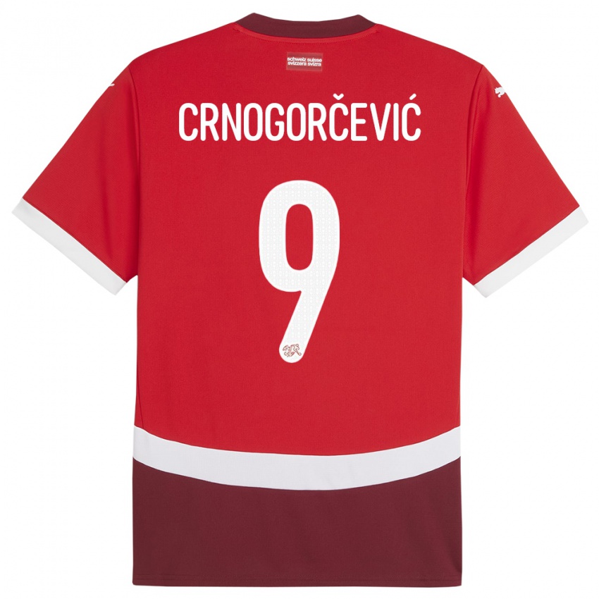 Uomo Maglia Svizzera Ana Maria Crnogorcevic #9 Rosso Kit Gara Home 24-26 Maglietta