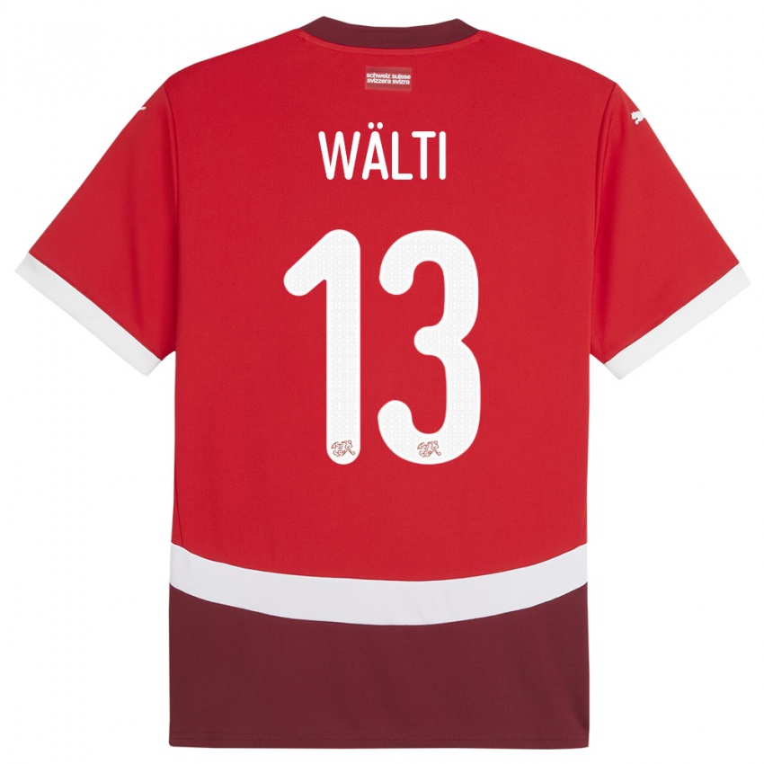 Uomo Maglia Svizzera Lia Walti #13 Rosso Kit Gara Home 24-26 Maglietta