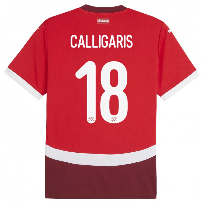 Uomo Maglia Svizzera Viola Calligaris #18 Rosso Kit Gara Home 24-26 Maglietta