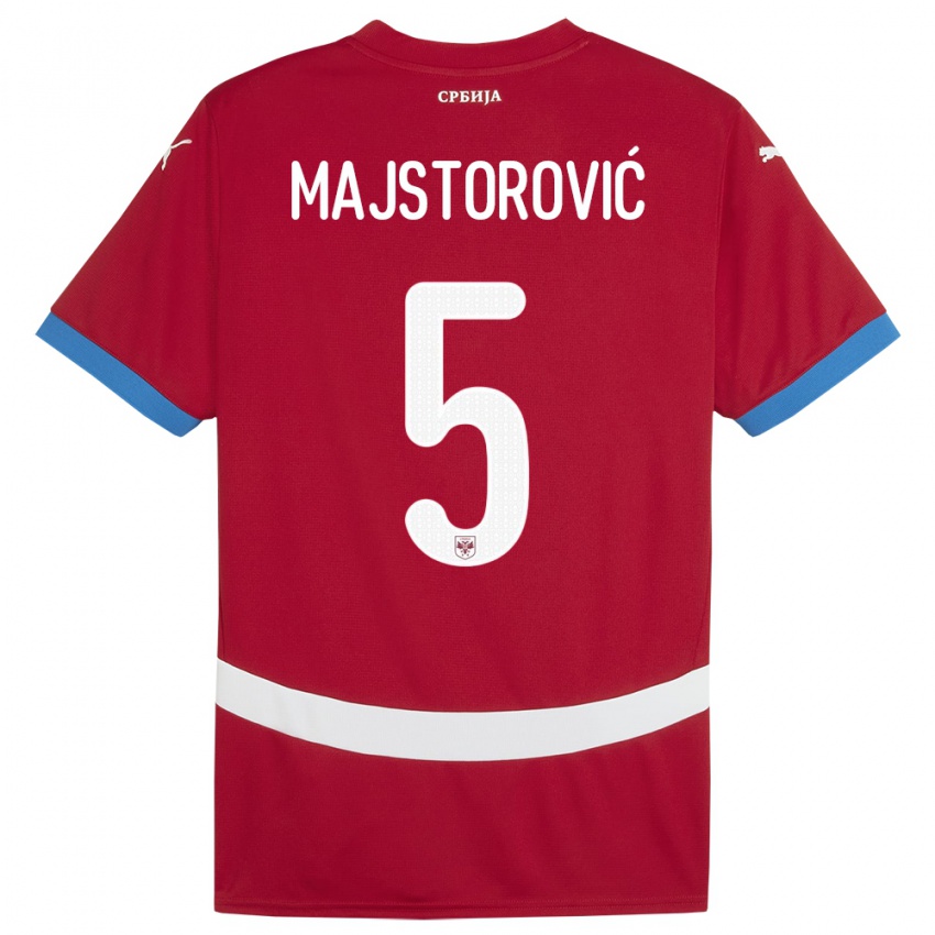 Uomo Maglia Serbia Milan Majstorovic #5 Rosso Kit Gara Home 24-26 Maglietta