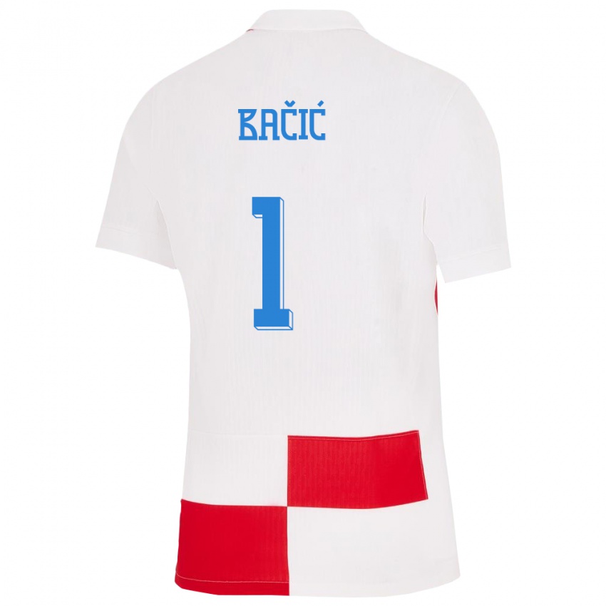 Uomo Maglia Croazia Doris Bacic #1 Bianco Rosso Kit Gara Home 24-26 Maglietta