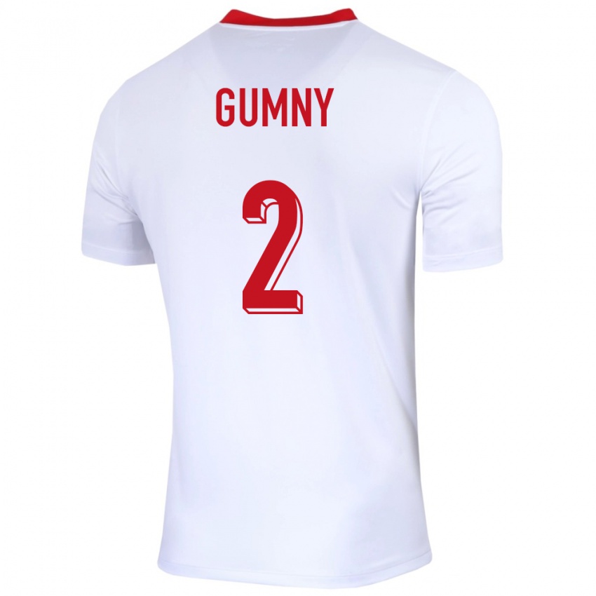 Uomo Maglia Polonia Robert Gumny #2 Bianco Kit Gara Home 24-26 Maglietta