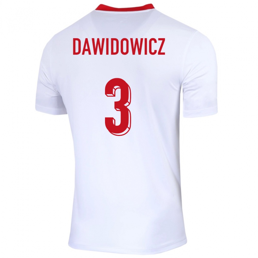 Uomo Maglia Polonia Pawel Dawidowicz #3 Bianco Kit Gara Home 24-26 Maglietta