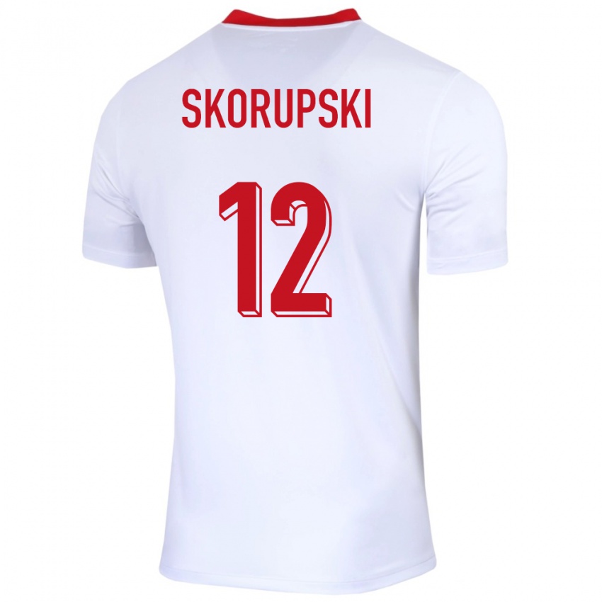 Uomo Maglia Polonia Lukasz Skorupski #12 Bianco Kit Gara Home 24-26 Maglietta