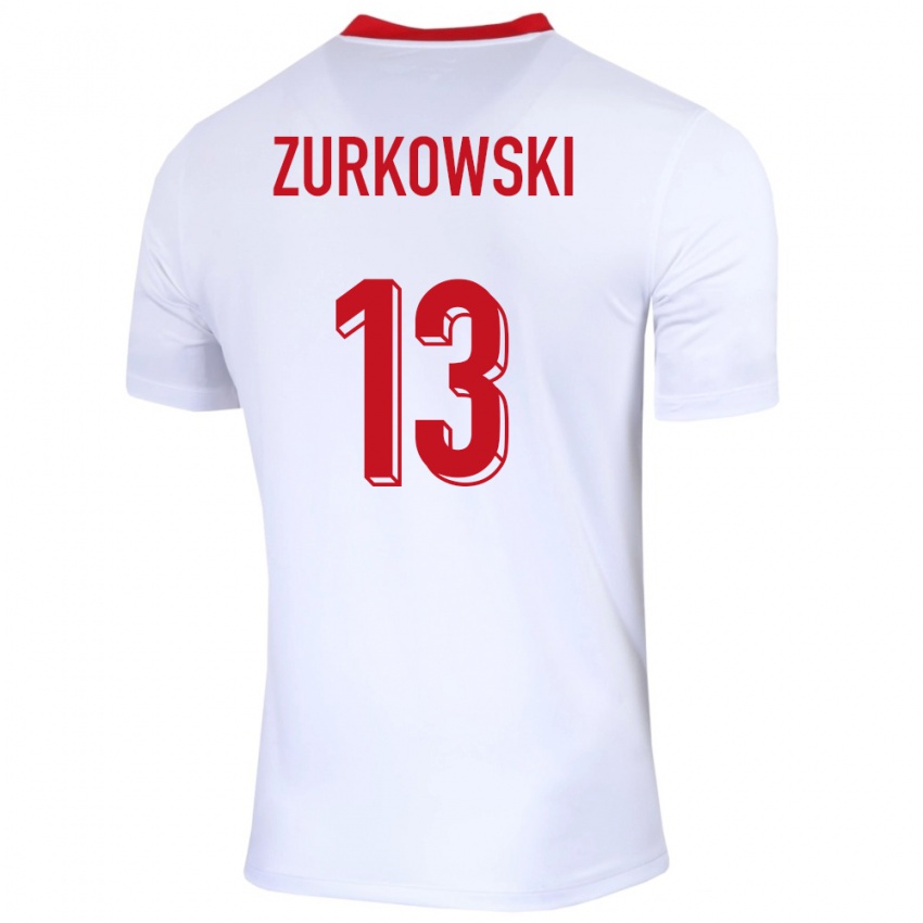 Uomo Maglia Polonia Szymon Zurkowski #13 Bianco Kit Gara Home 24-26 Maglietta