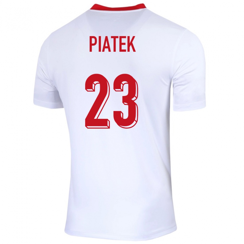 Uomo Maglia Polonia Krzysztof Piatek #23 Bianco Kit Gara Home 24-26 Maglietta