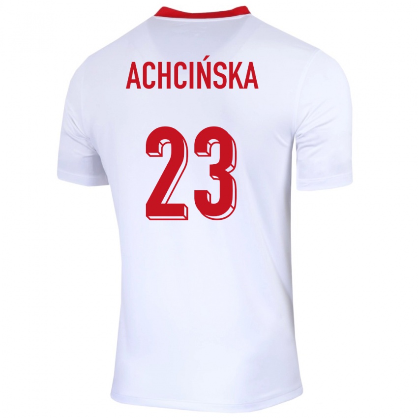 Uomo Maglia Polonia Adriana Achcinska #23 Bianco Kit Gara Home 24-26 Maglietta