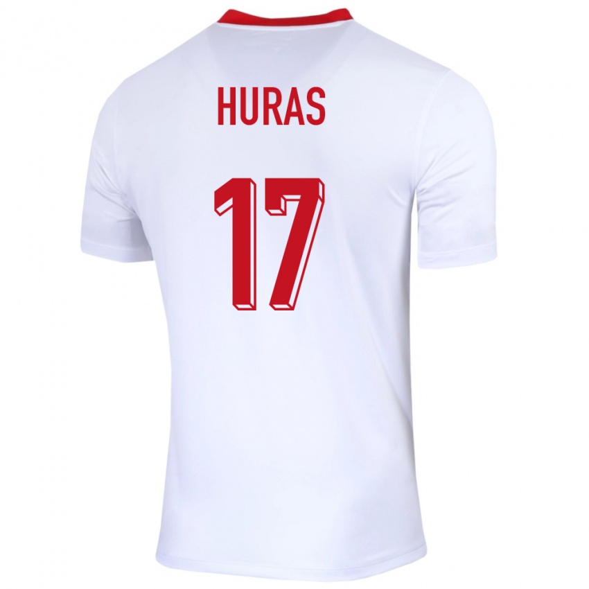 Uomo Maglia Polonia Mike Huras #17 Bianco Kit Gara Home 24-26 Maglietta