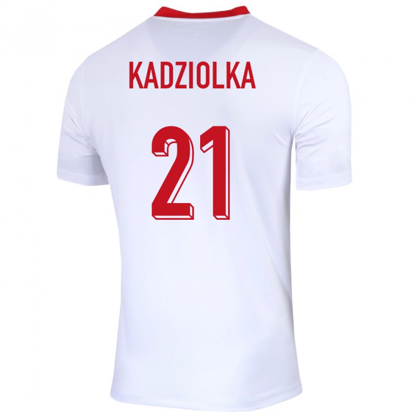 Uomo Maglia Polonia Szymon Kadziolka #21 Bianco Kit Gara Home 24-26 Maglietta