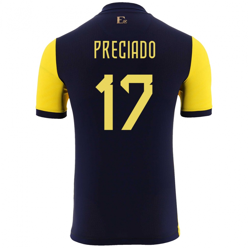 Uomo Maglia Ecuador Angelo Preciado #17 Giallo Kit Gara Home 24-26 Maglietta