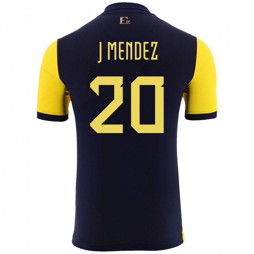 Uomo Maglia Ecuador Jhegson Mendez #20 Giallo Kit Gara Home 24-26 Maglietta