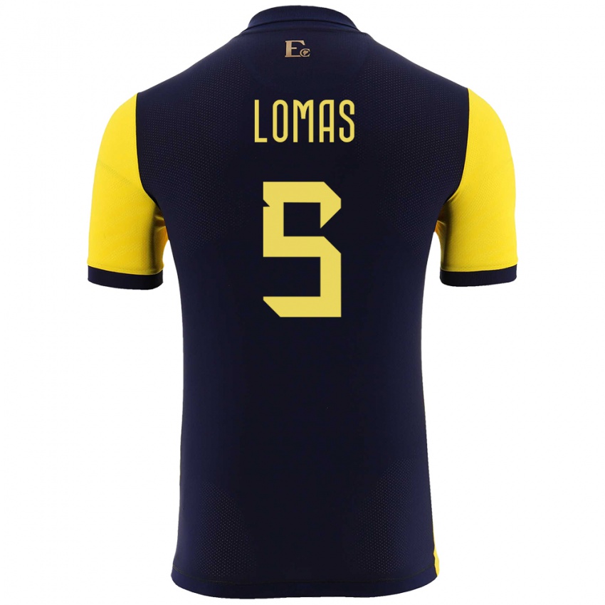 Uomo Maglia Ecuador Ariana Lomas #5 Giallo Kit Gara Home 24-26 Maglietta