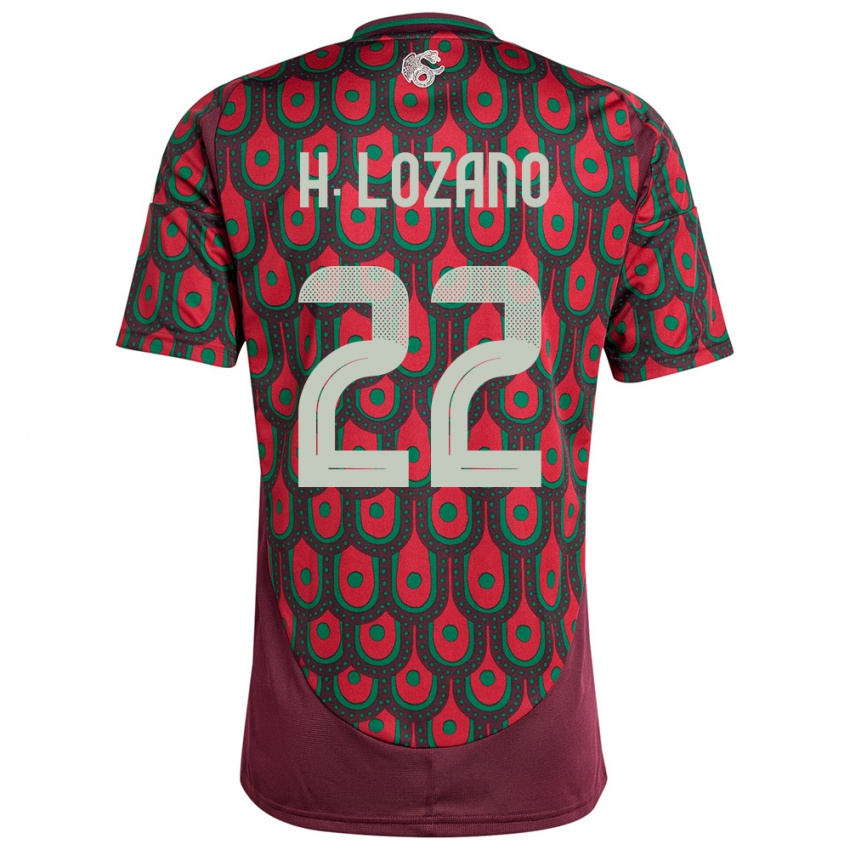 Uomo Maglia Messico Hirving Lozano #22 Marrone Kit Gara Home 24-26 Maglietta