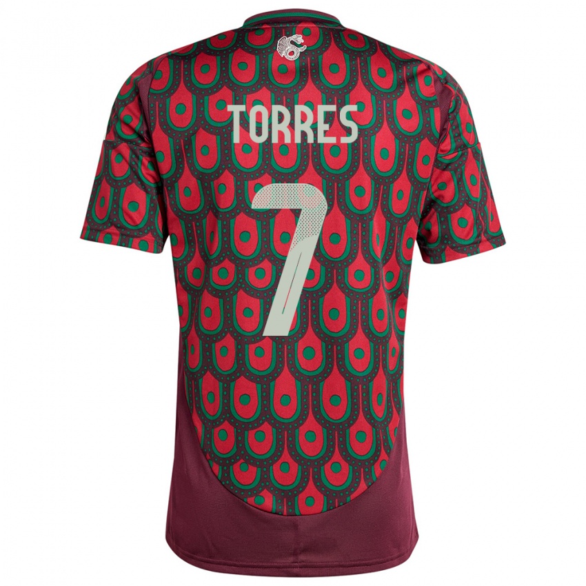 Uomo Maglia Messico Christian Torres #7 Marrone Kit Gara Home 24-26 Maglietta