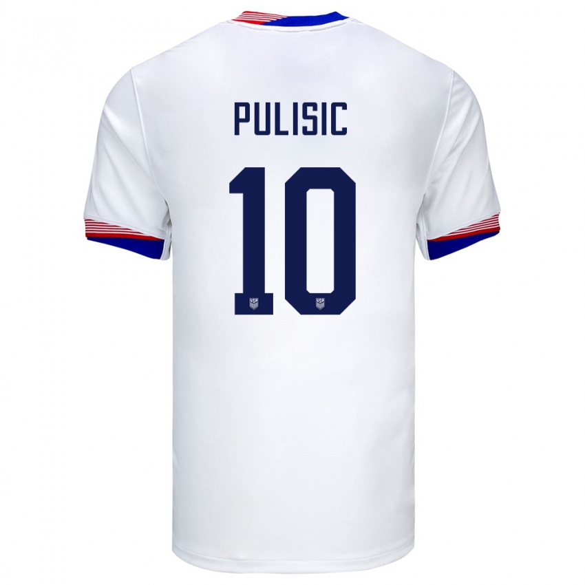 Uomo Maglia Stati Uniti Christian Pulisic #10 Bianco Kit Gara Home 24-26 Maglietta