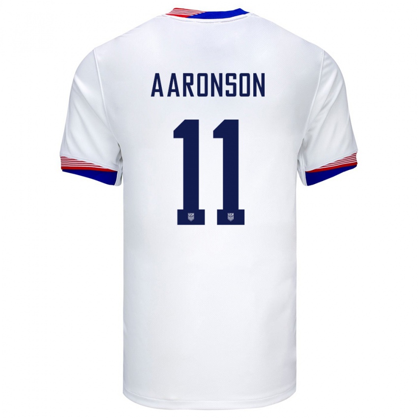 Uomo Maglia Stati Uniti Brenden Aaronson #11 Bianco Kit Gara Home 24-26 Maglietta