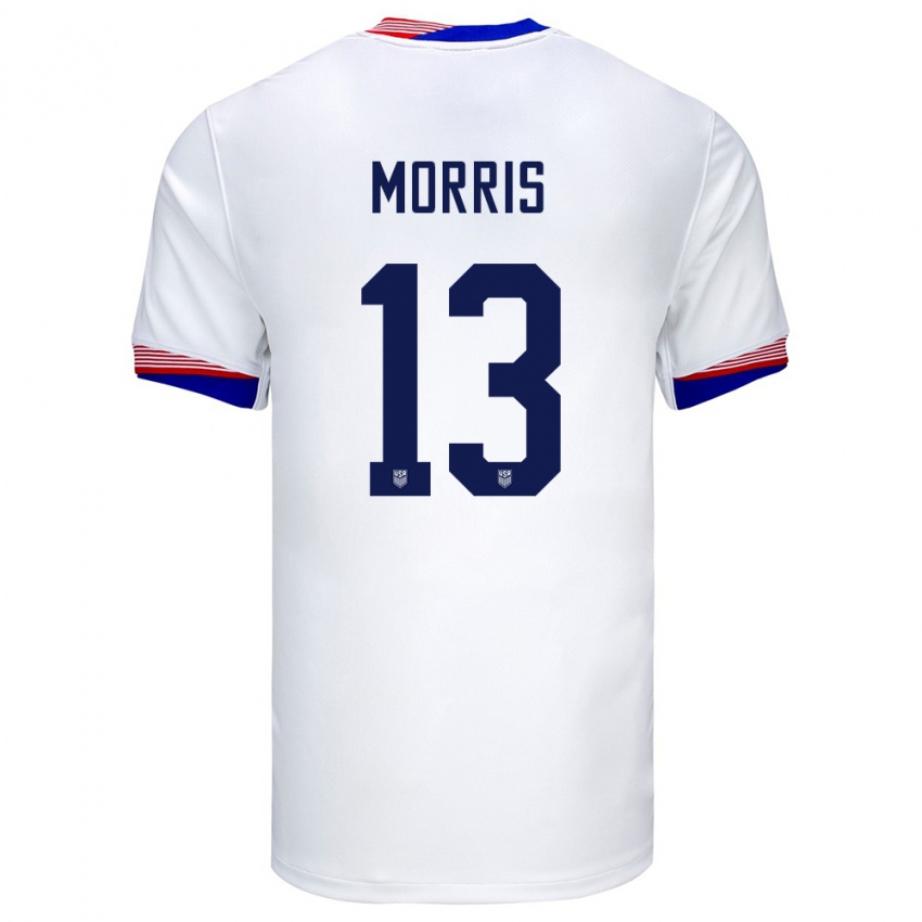 Uomo Maglia Stati Uniti Jordan Morris #13 Bianco Kit Gara Home 24-26 Maglietta