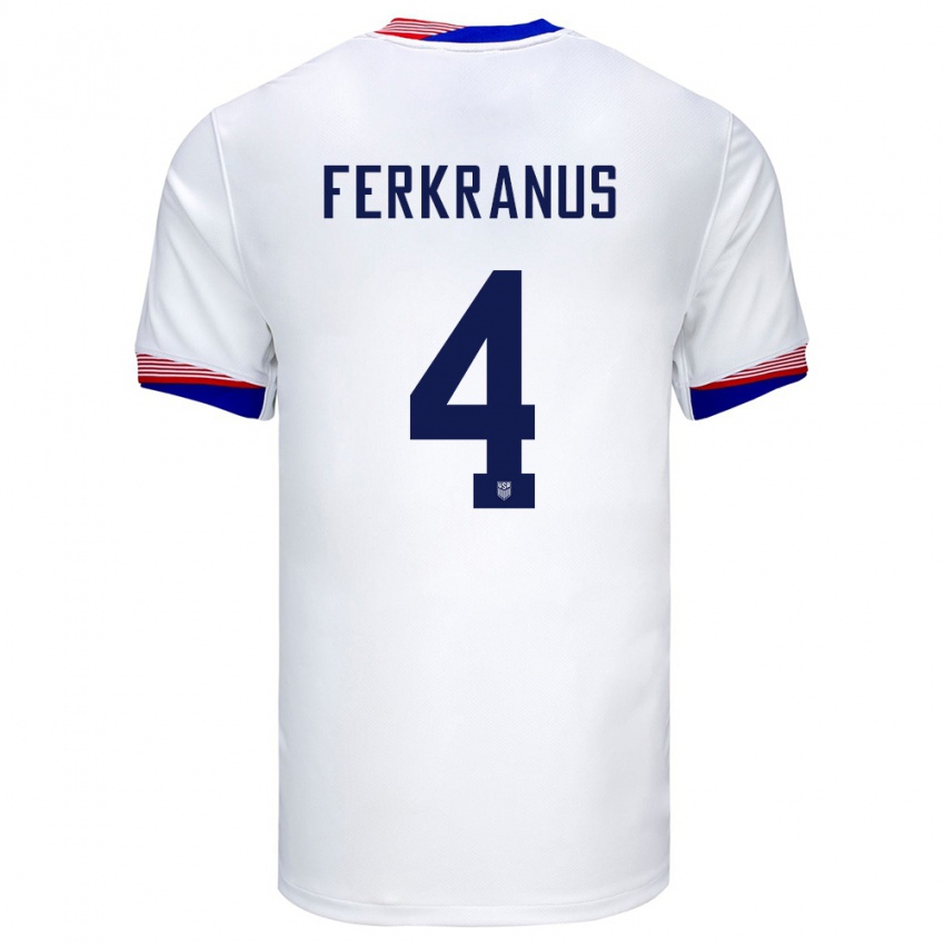 Uomo Maglia Stati Uniti Marcus Ferkranus #4 Bianco Kit Gara Home 24-26 Maglietta