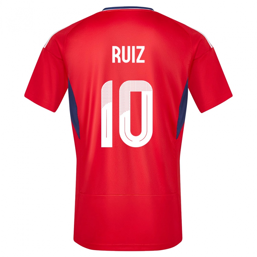 Uomo Maglia Costa Rica Bryan Ruiz #10 Rosso Kit Gara Home 24-26 Maglietta