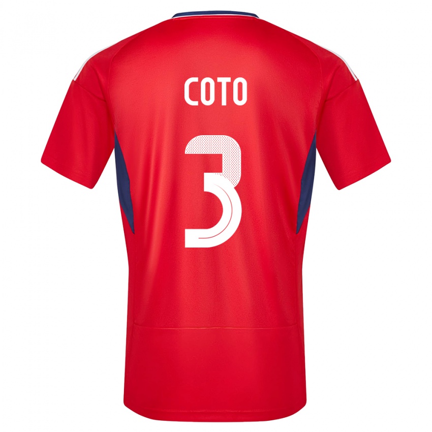 Uomo Maglia Costa Rica Maria Coto #3 Rosso Kit Gara Home 24-26 Maglietta